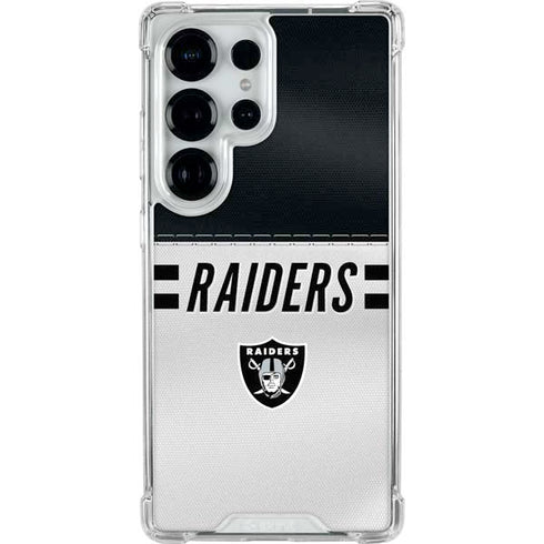 NFL Las Vegas Raiders White Striped Galaxy S25 Ultra Clear Case