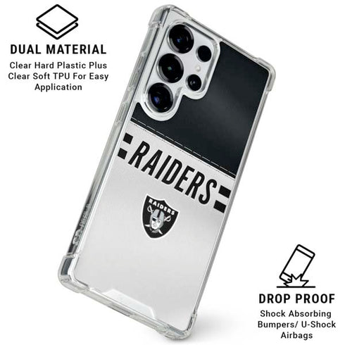 NFL Las Vegas Raiders White Striped Galaxy S25 Ultra Clear Case