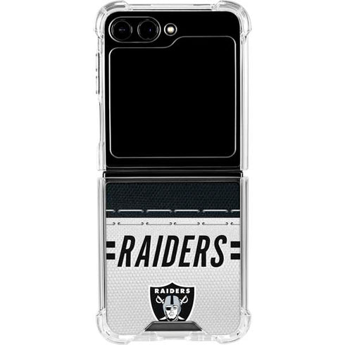 NFL Las Vegas Raiders White Striped Galaxy Z Flip6 Clear Case