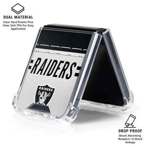 NFL Las Vegas Raiders White Striped Galaxy Z Flip6 Clear Case