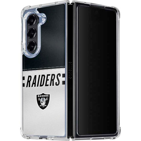 NFL Las Vegas Raiders White Striped Galaxy Z Fold5 5G Clear Case