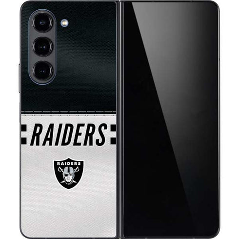NFL Las Vegas Raiders White Striped Galaxy Z Fold5 5G Skin