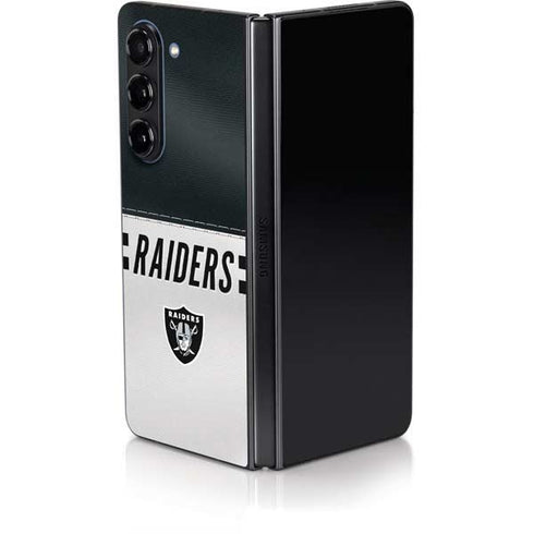NFL Las Vegas Raiders White Striped Galaxy Z Fold5 5G Skin