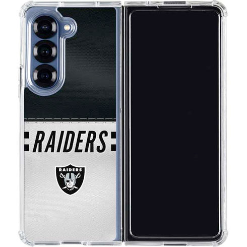 NFL Las Vegas Raiders White Striped Galaxy Z Fold6 Clear Case