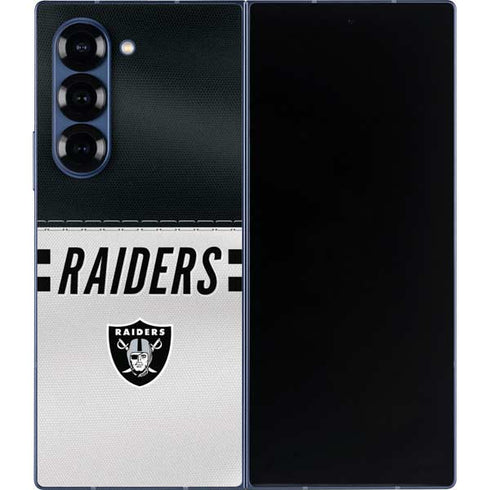 NFL Las Vegas Raiders White Striped Galaxy Z Fold6 Skin