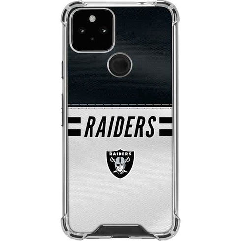 NFL Las Vegas Raiders White Striped Google Pixel 5 Clear Case