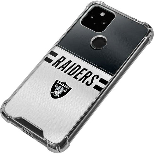 NFL Las Vegas Raiders White Striped Google Pixel 5 Clear Case