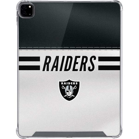 NFL Las Vegas Raiders White Striped iPad Pro 12.9in (2020) Clear Case
