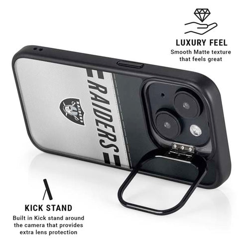 NFL Las Vegas Raiders White Striped iPhone 14 Plus Kickstand Case