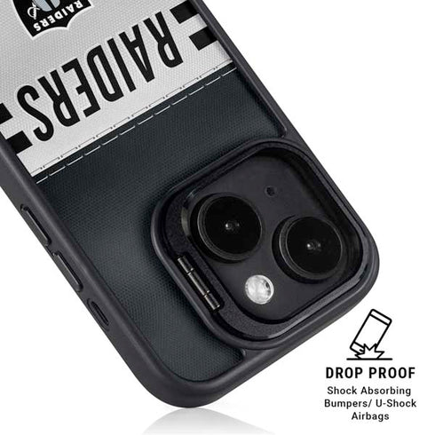 NFL Las Vegas Raiders White Striped iPhone 14 Plus Kickstand Case