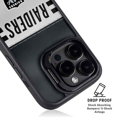 NFL Las Vegas Raiders White Striped iPhone 14 Pro Max Kickstand Case