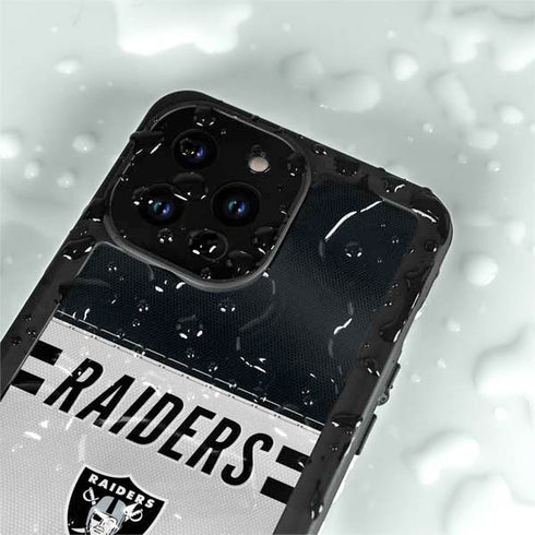 NFL Las Vegas Raiders White Striped iPhone 15 Pro Waterproof Case