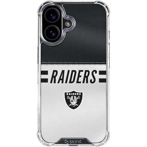 NFL Las Vegas Raiders White Striped iPhone 16 Plus Clear Case
