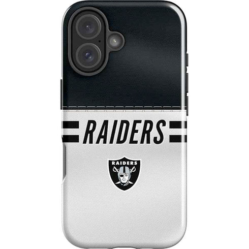 NFL Las Vegas Raiders White Striped iPhone 16 Plus Impact Case