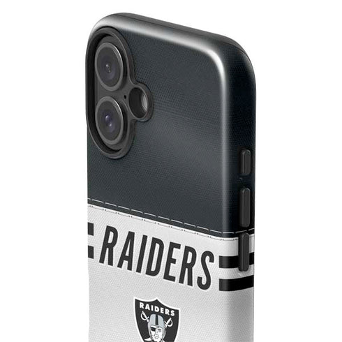 NFL Las Vegas Raiders White Striped iPhone 16 Plus Impact Case