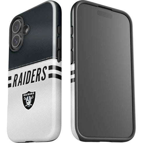 NFL Las Vegas Raiders White Striped iPhone 16 Plus Impact Case