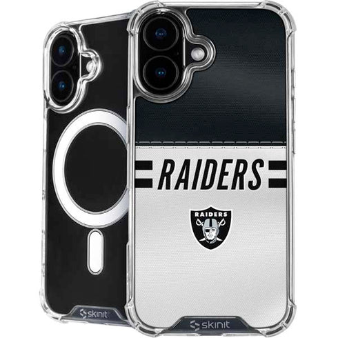NFL Las Vegas Raiders White Striped iPhone 16 Plus MagSafe Case