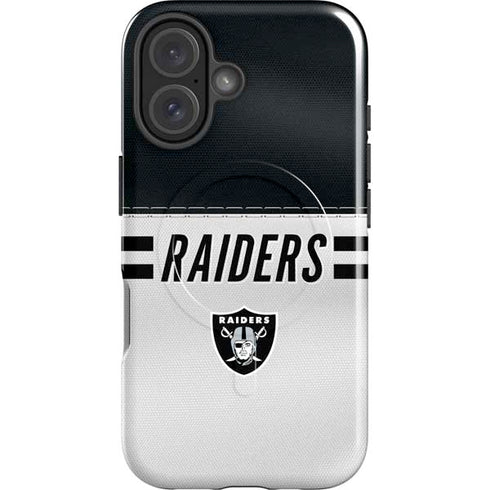 NFL Las Vegas Raiders White Striped iPhone 16 Plus Magsafe Impact Case