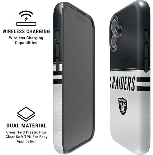 NFL Las Vegas Raiders White Striped iPhone 16 Plus Magsafe Impact Case