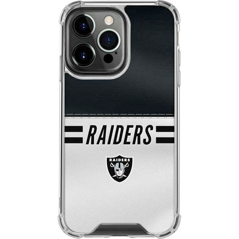 NFL Las Vegas Raiders White Striped iPhone 16 Pro Clear Case
