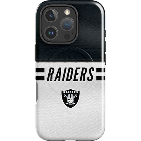 NFL Las Vegas Raiders White Striped iPhone 16 Pro Magsafe Impact Case