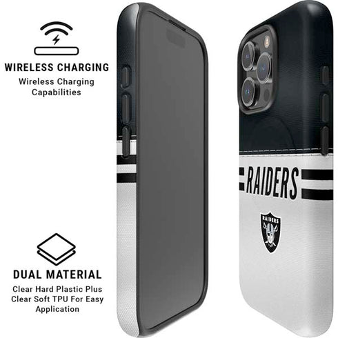 NFL Las Vegas Raiders White Striped iPhone 16 Pro Magsafe Impact Case