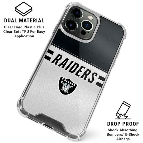 NFL Las Vegas Raiders White Striped iPhone 16 Pro Max Clear Case