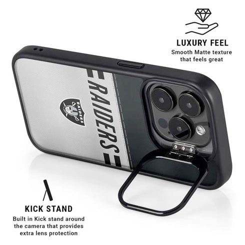 NFL Las Vegas Raiders White Striped iPhone 16 Pro Max Kickstand Case