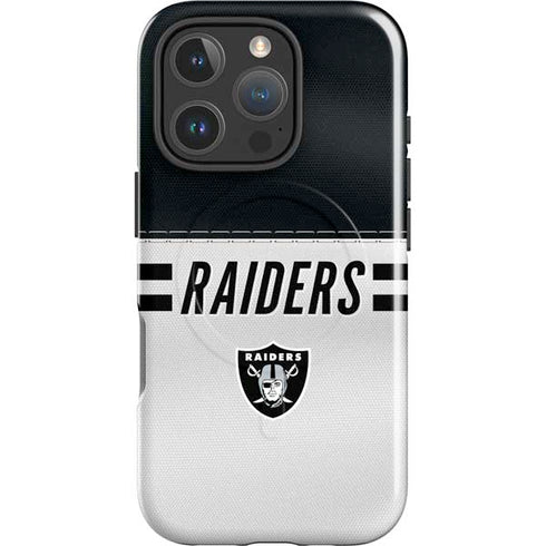 NFL Las Vegas Raiders White Striped iPhone 16 Pro Max Magsafe Impact Case