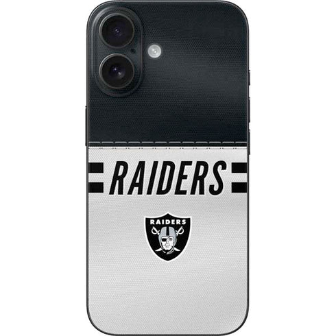 NFL Las Vegas Raiders White Striped iPhone 16 Skin