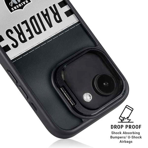 NFL Las Vegas Raiders White Striped iPhone 16e Kickstand Case