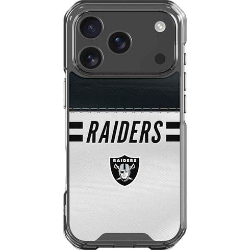 NFL Las Vegas Raiders White Striped iPhone 18 Pro Clear Case
