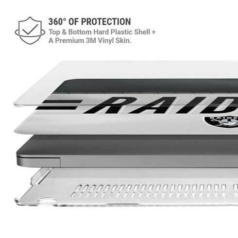 NFL Las Vegas Raiders White Striped MacBook Pro 14in (2021-24) Case plus Skin