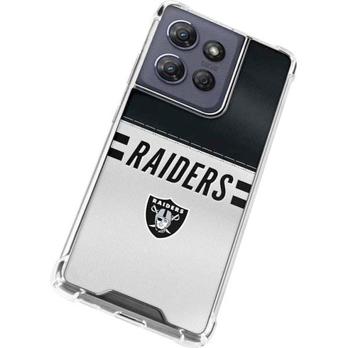 NFL Las Vegas Raiders White Striped Moto G 5G (2025) Clear Case