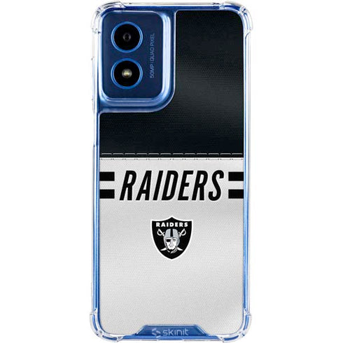 NFL Las Vegas Raiders White Striped Moto G 5G (2024) Clear Case