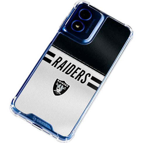 NFL Las Vegas Raiders White Striped Moto G 5G (2024) Clear Case