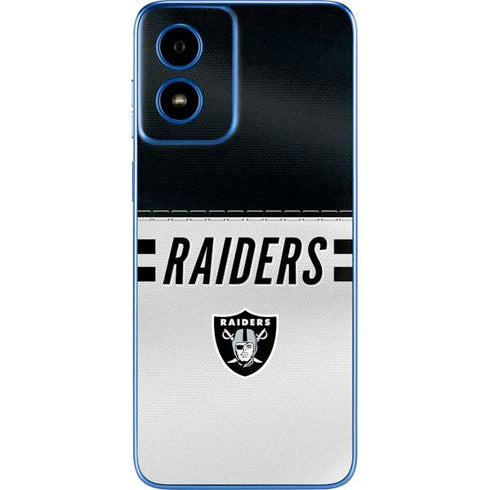 NFL Las Vegas Raiders White Striped Moto G Play 4G (2024) Skin
