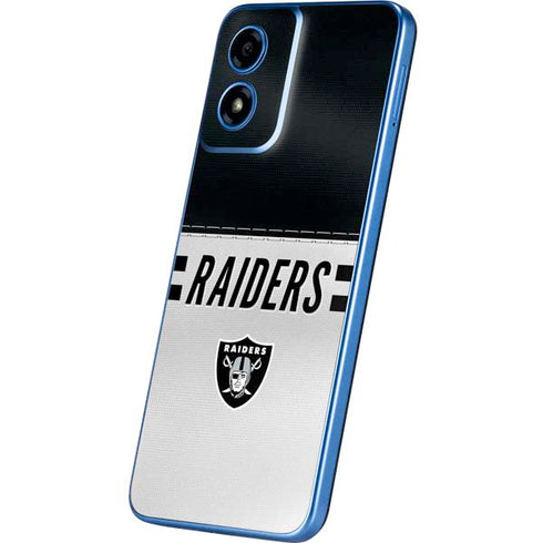 NFL Las Vegas Raiders White Striped Moto G Play 4G (2024) Skin
