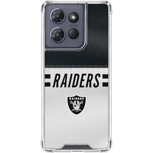NFL Las Vegas Raiders White Striped Moto G Play 5G (2025) Clear Case