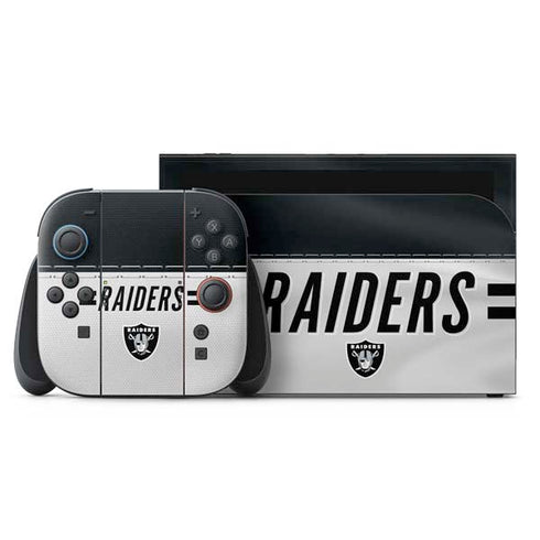 NFL Las Vegas Raiders White Striped Nintendo Skins