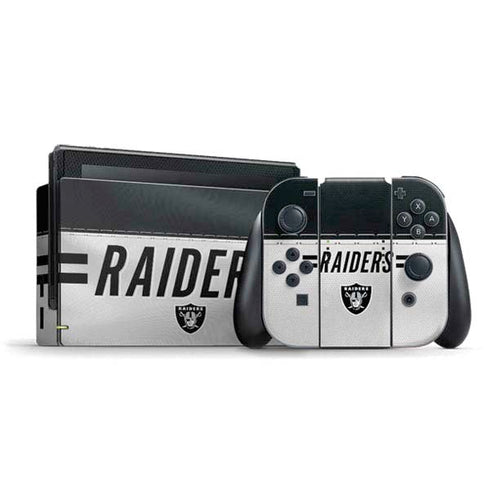 NFL Las Vegas Raiders White Striped Nintendo Skins