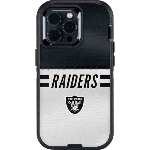 NFL Las Vegas Raiders White Striped Otterbox Defender iPhone Skin