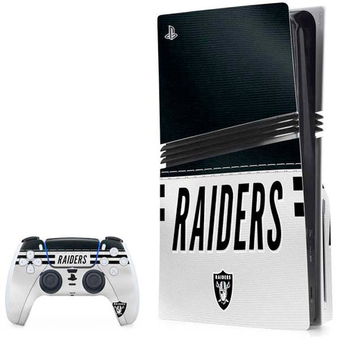 NFL Las Vegas Raiders White Striped PS5 Pro Disk Bundle Skin