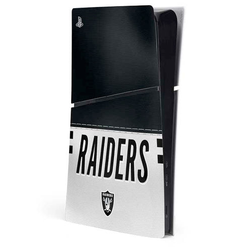 NFL Las Vegas Raiders White Striped PS5 Slim Digital Edition Console Skin