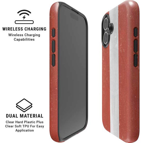 Latvia Flag Distressed iPhone 16 Plus Magsafe Impact Case