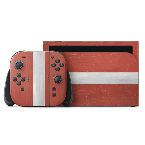 Latvia Flag Distressed Nintendo Switch 2 (2025) with Joy-Con Skin