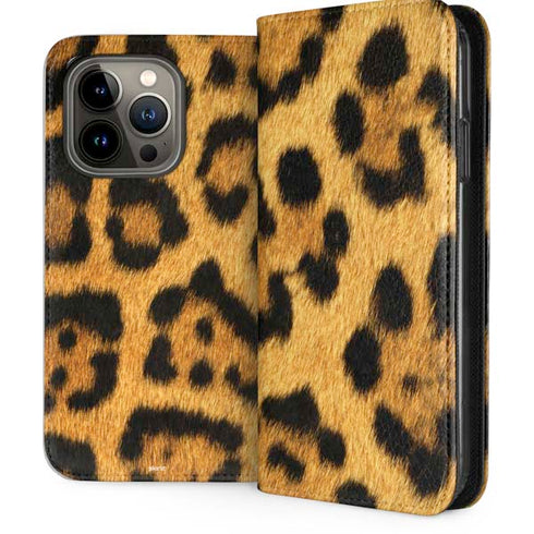 Leopard Animal Print iPhone 14 Pro Folio Case