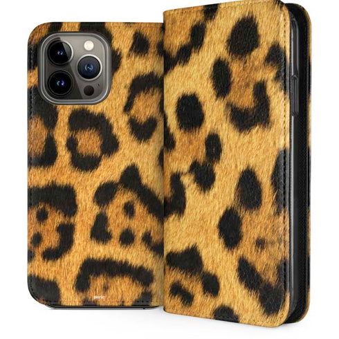 Leopard Animal Print iPhone 14 Pro Max Folio Case