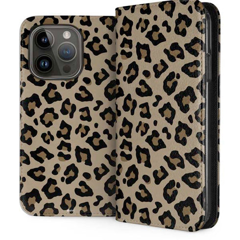 Leopard Print iPhone 15 Pro Folio Case