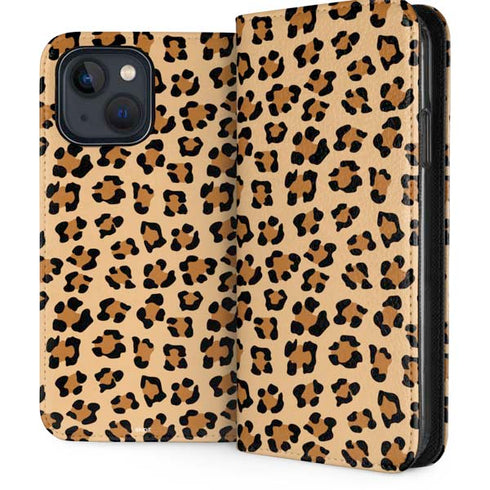 Leopard Spots Print iPhone 15 Plus Folio Case